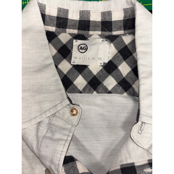 AG Adriano Goldschmied Mens Grey Heathered Flannel Plaid Lined Shirt Size Medium - Picture 2 of 14